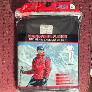 Black Microfiber Fleece Men's Base Layer Set L Men’s